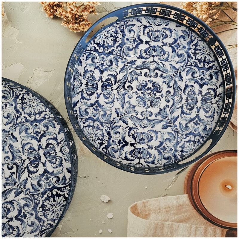 Serving Tray - Round - Laser Cut Metal - Set of 2 - Bodrum