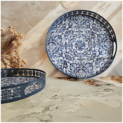 Serving Tray - Round - Laser Cut Metal - Set of 2 - Bodrum
