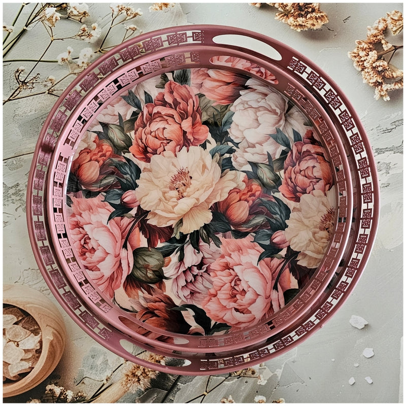 Serving Tray - Round - Laser Cut Metal - Set of 2 - Britain