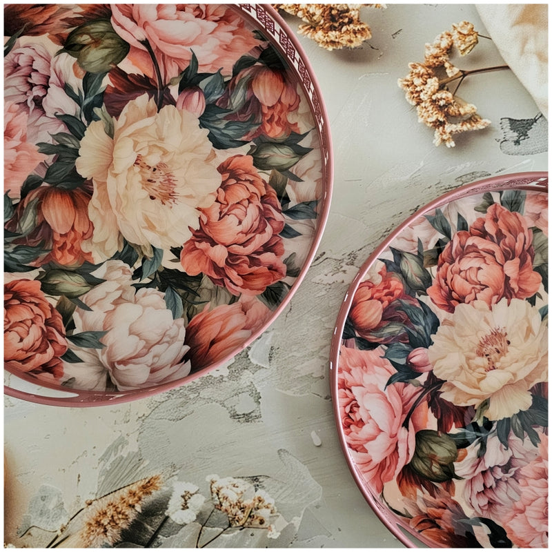 Serving Tray - Round - Laser Cut Metal - Set of 2 - Britain