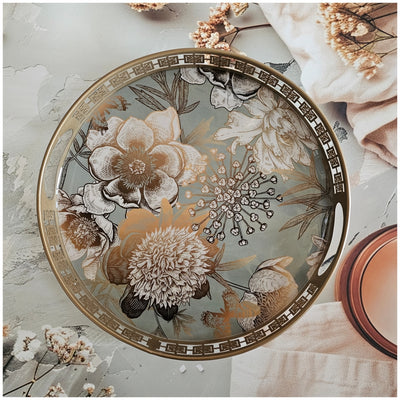 Serving Tray - Round - Laser Cut Metal - Set of 2 - Summer Rain