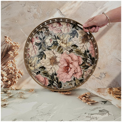 Serving Tray - Round - Laser Cut Metal - Set of 2 - Tuscany