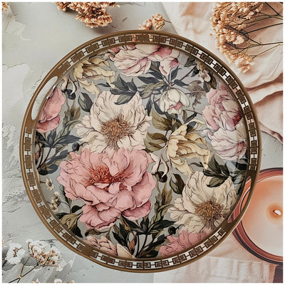 Serving Tray - Round - Laser Cut Metal - Set of 2 - Tuscany