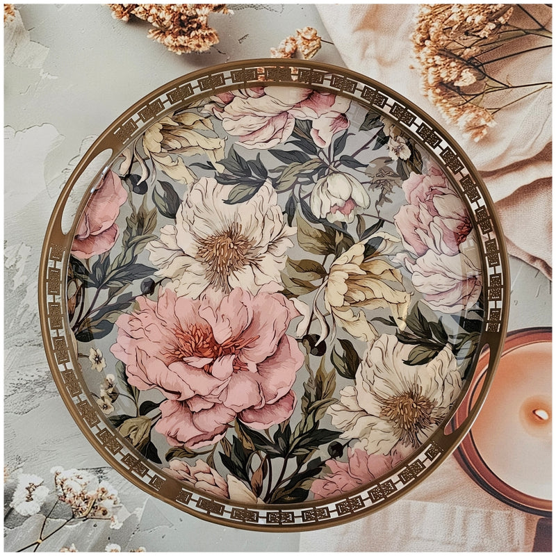 Serving Tray - Round - Laser Cut Metal - Set of 2 - Tuscany