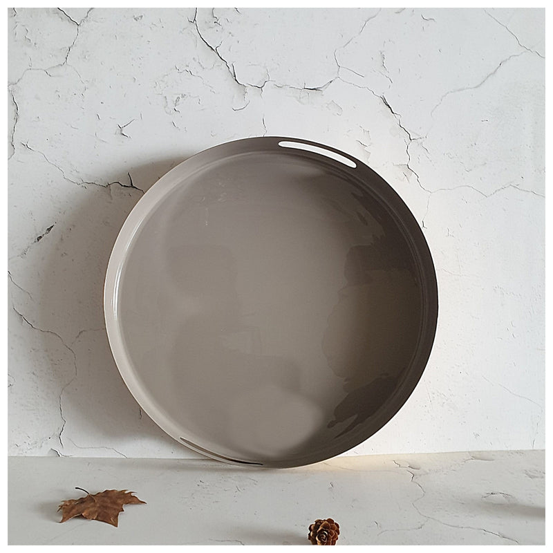 METAL TRAY - ROUND - HANDLE CUT - SET OF 2 - OCEAN
