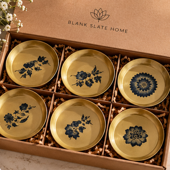 Metal Coaster (Deep) S6 - Gift Set - Mughal Indigo