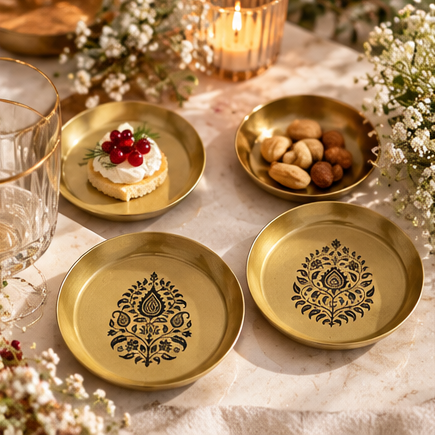 Metal Coaster (Deep) S6 - Gift Set - Mughal Motifs