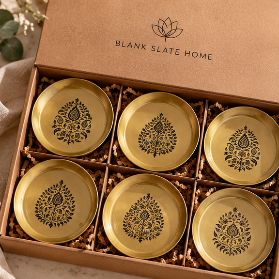 Metal Coaster (Deep) S6 - Gift Set - Mughal Motifs