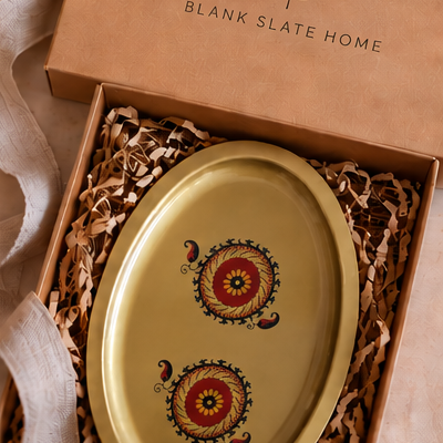 Metal Platter Oval - Gift Set - Motif Chakra
