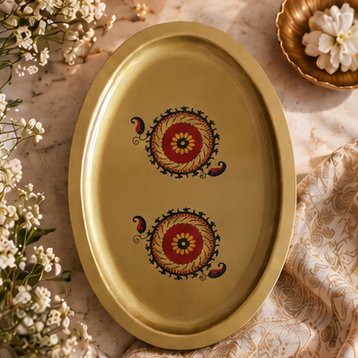 Metal Platter Oval - Gift Set - Motif Chakra