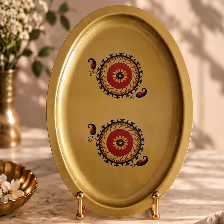 Metal Platter Oval - Gift Set - Motif Chakra