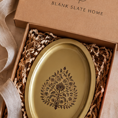 Metal Platter Oval - Gift Set - Motif Maroon