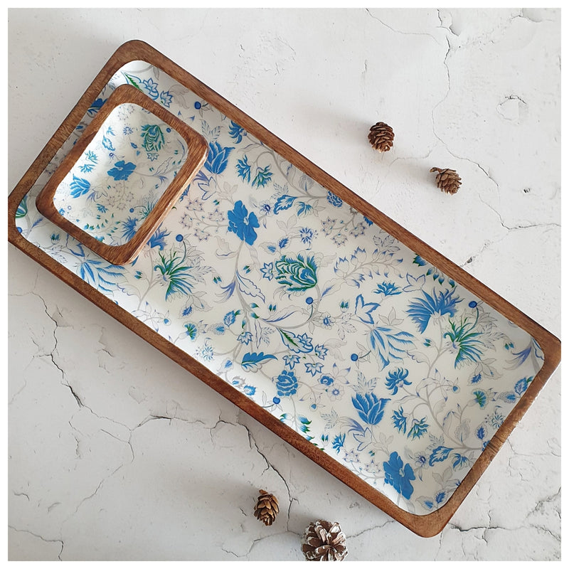 RECTANGLE PLATTER WITH BOWL - CARIBBEAN FLORAL