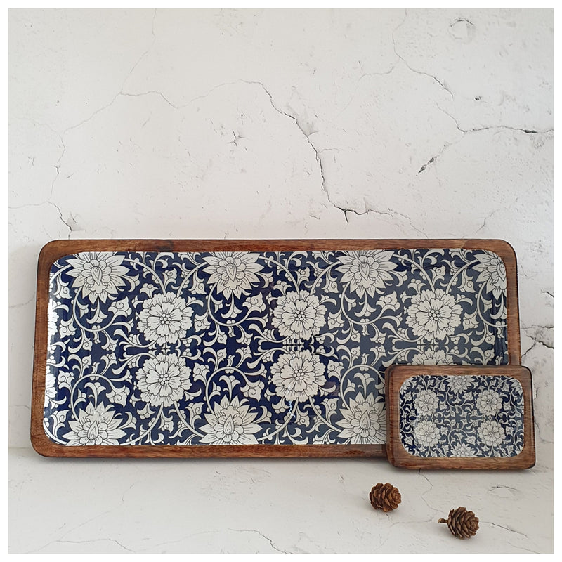 RECTANGLE PLATTER WITH BOWL - BERLIN BLUE