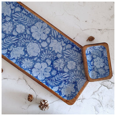 RECTANGLE PLATTER WITH BOWL - BLUE LOTUS