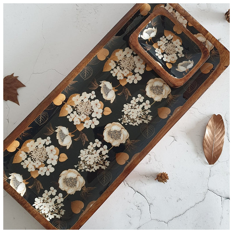 RECTANGLE PLATTER WITH BOWL - GOLD DUST