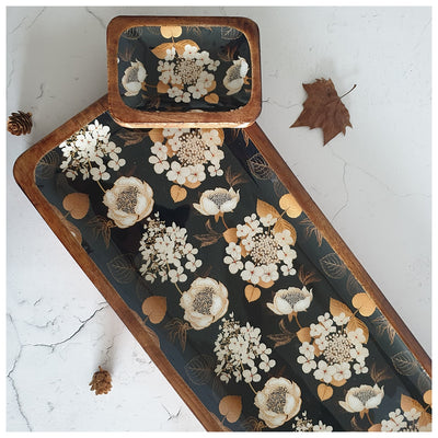 RECTANGLE PLATTER WITH BOWL - GOLD DUST