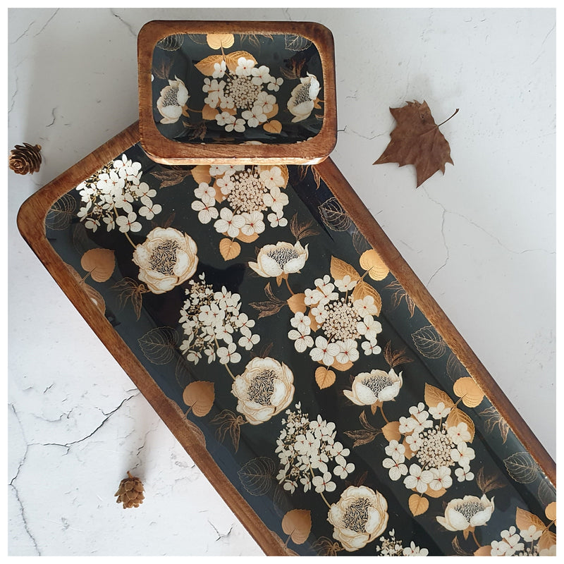 RECTANGLE PLATTER WITH BOWL - GOLD DUST