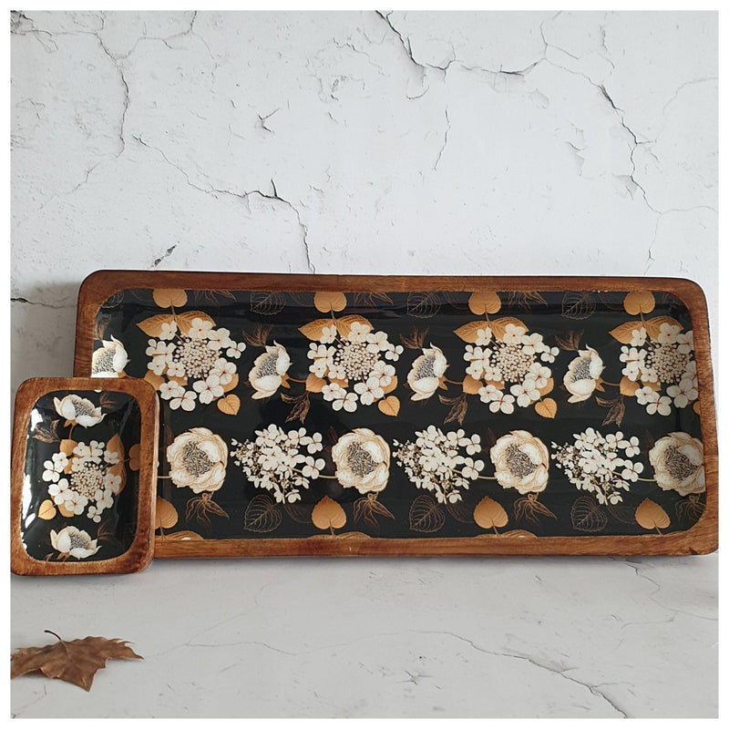 RECTANGLE PLATTER WITH BOWL - GOLD DUST
