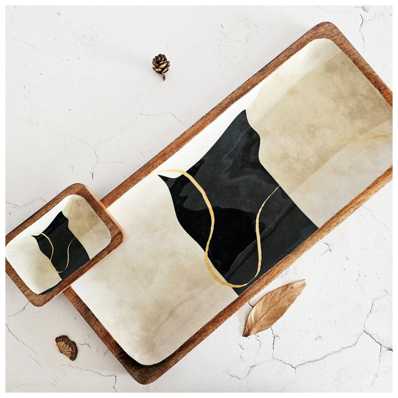 RECTANGLE PLATTER WITH BOWL - WABI SABI