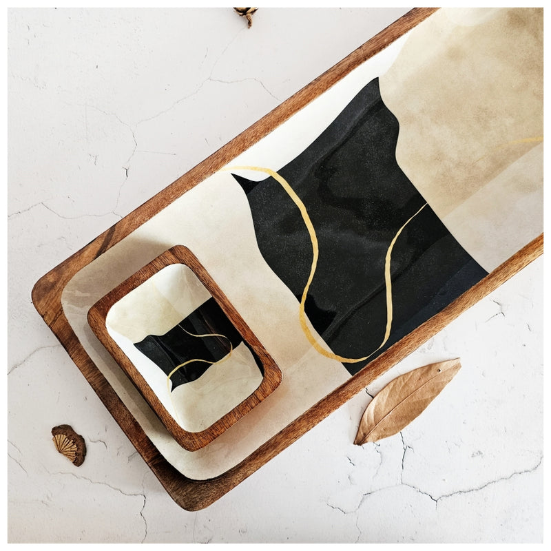 RECTANGLE PLATTER WITH BOWL - WABI SABI
