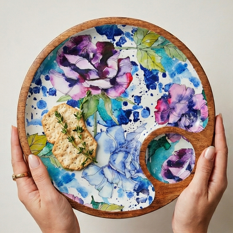 Chip &amp; Dip Platter - Side Bowl - Iris Bloom