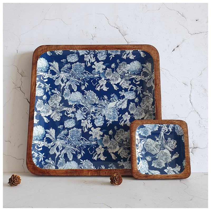 SQUARE PLATTER WITH BOWL - ARGENTINE BLUE