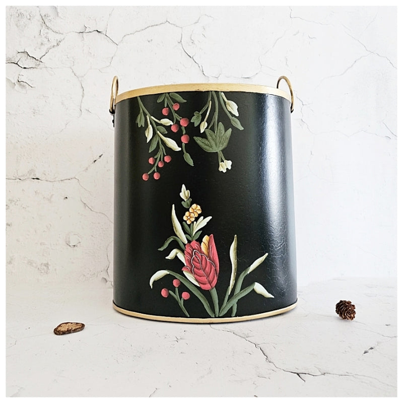 HAND PAINTED - PAPER BIN - MIDNIGHT BLACK