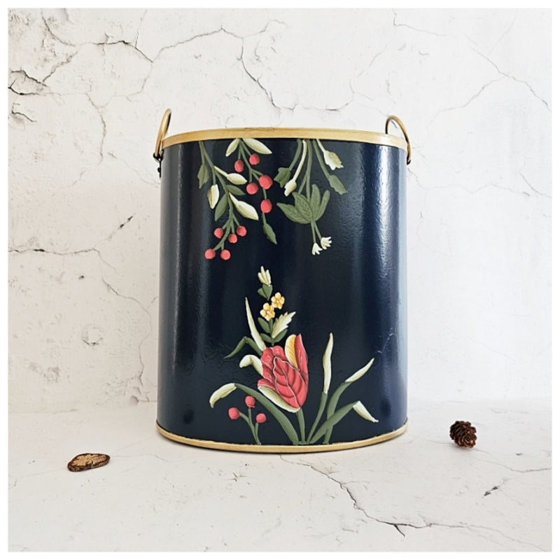 HAND PAINTED - PAPER BIN - MIDNIGHT BLUE