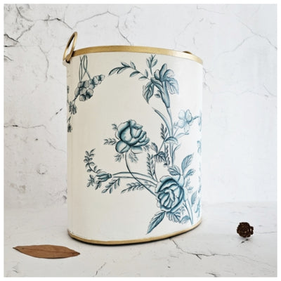 HAND PAINTED - PAPER BIN - WHITE SUMMER