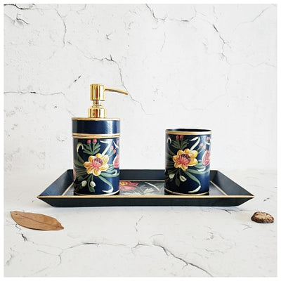 Hand Painted - Bath Accessories (Set of 3) - Midnight Blue