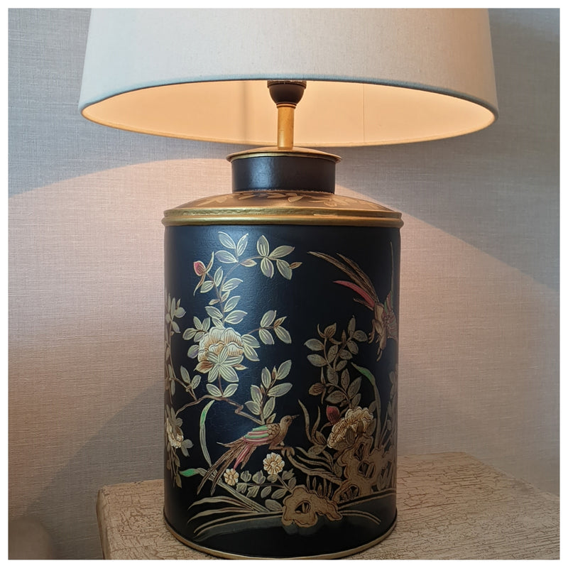 HAND PAINTED - TABLE LAMP - ENGLISH VINTAGE GARDEN