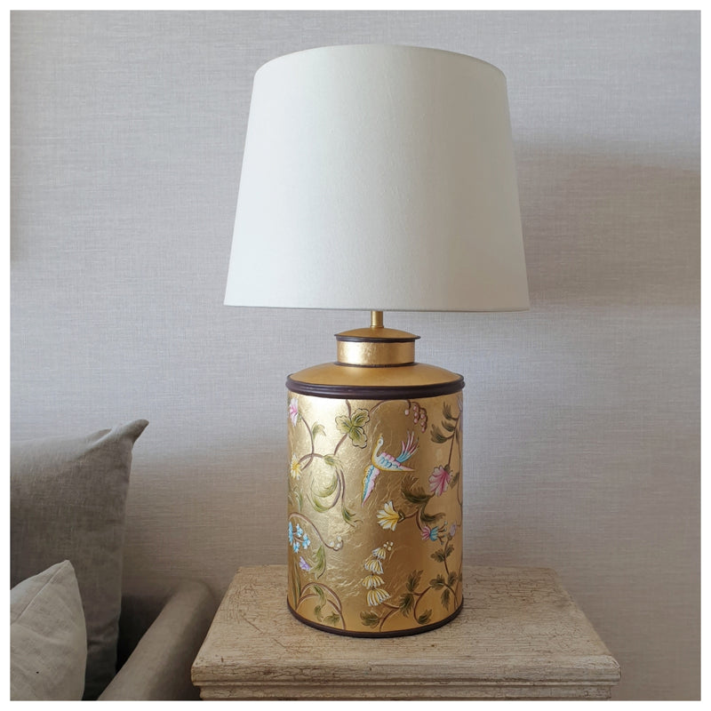 HAND PAINTED - TABLE LAMP - GOLDEN LEAF