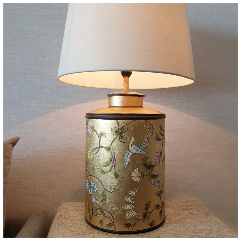 HAND PAINTED - TABLE LAMP - GOLDEN LEAF