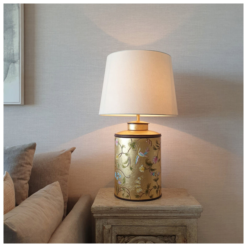 HAND PAINTED - TABLE LAMP - GOLDEN LEAF