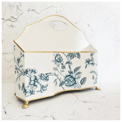 HAND PAINTED - MAGAZINE RACK SLIM DUAL SIDE - WHITE SUMMER