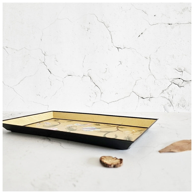HAND PAINTED - PENCIL SHAPE TRAY - GOLDEN LEAF