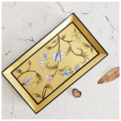 HAND PAINTED - PENCIL SHAPE TRAY - GOLDEN LEAF