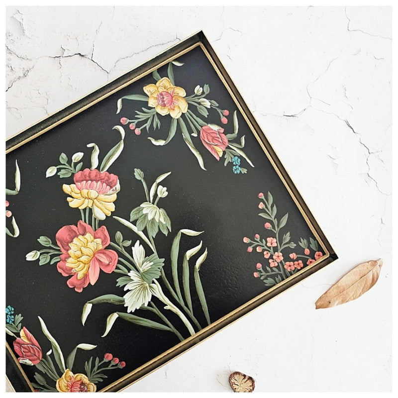 HAND PAINTED - SERVING TRAY RECTANGLE SLIM - MIDNIGHT BLACK