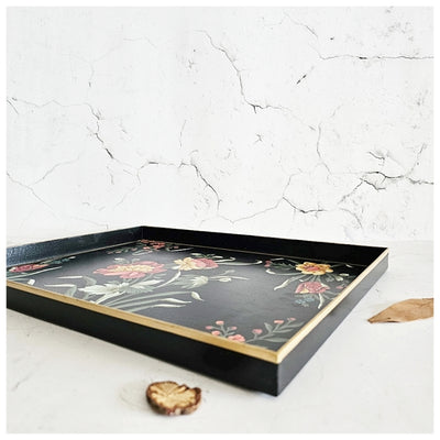 HAND PAINTED - SERVING TRAY RECTANGLE SLIM - MIDNIGHT BLACK