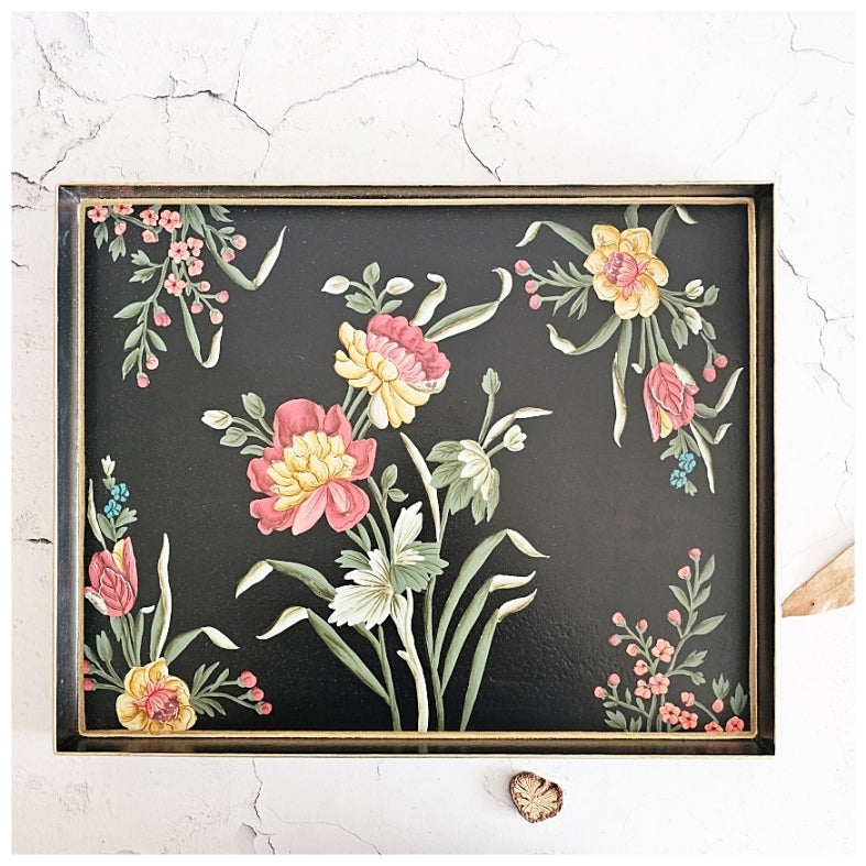 HAND PAINTED - SERVING TRAY RECTANGLE SLIM - MIDNIGHT BLACK