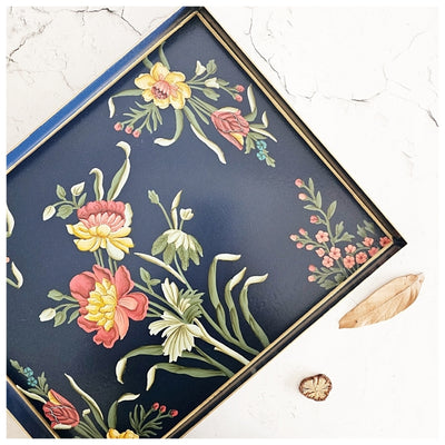 HAND PAINTED - SERVING TRAY RECTANGLE SLIM - MIDNIGHT BLUE