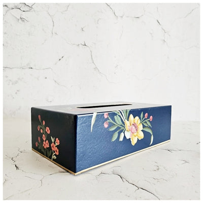 HAND PAINTED - TISSUE BOX - MIDNIGHT BLUE