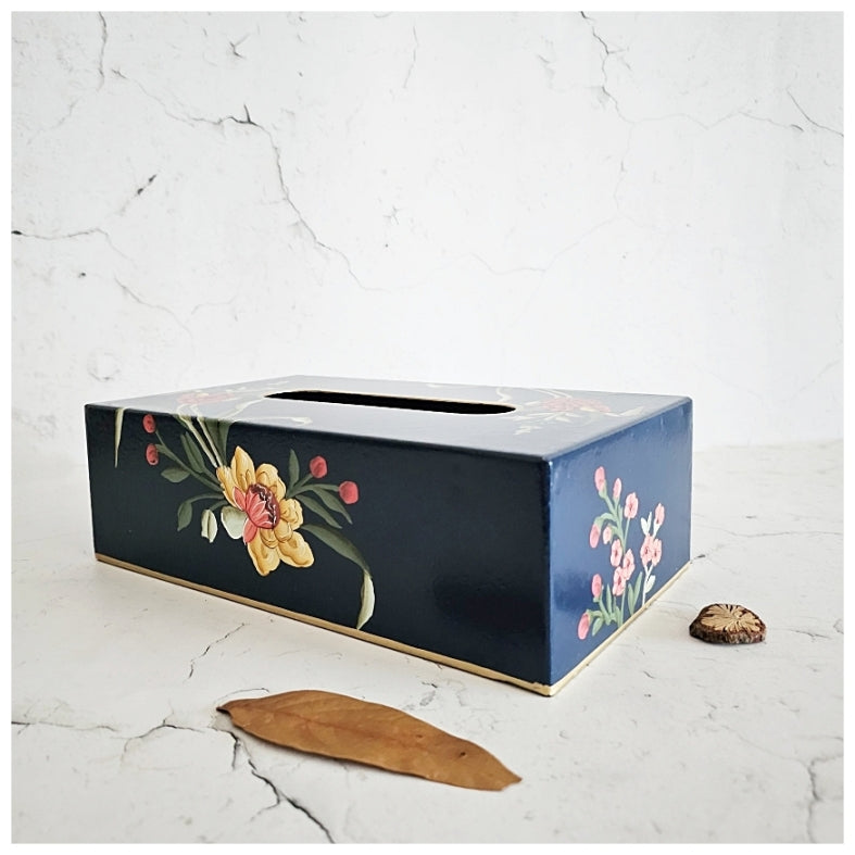 HAND PAINTED - TISSUE BOX - MIDNIGHT BLUE