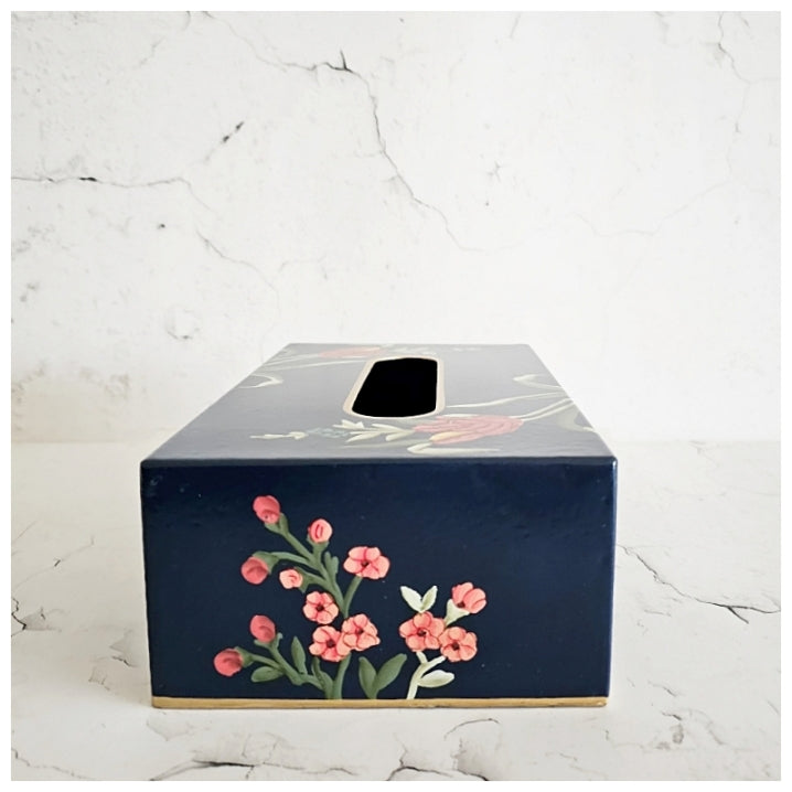 HAND PAINTED - TISSUE BOX - MIDNIGHT BLUE