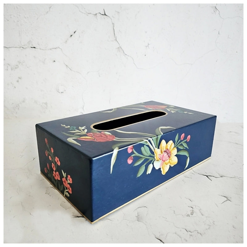 HAND PAINTED - TISSUE BOX - MIDNIGHT BLUE