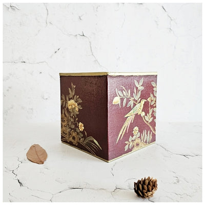 HAND PAINTED - TISSUE BOX TALL - ENGLISH VINTAGE RED