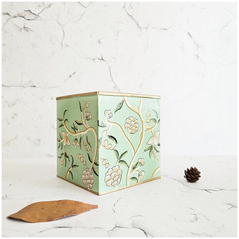HAND PAINTED - TISSUE BOX TALL - MINTY
