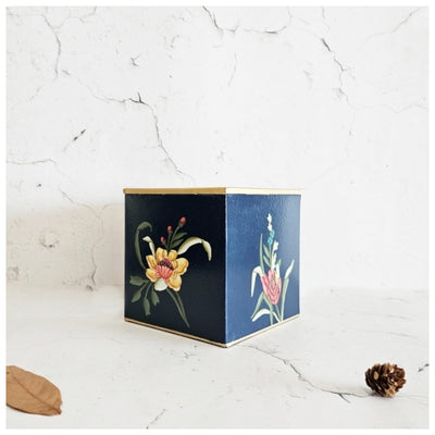 HAND PAINTED - TISSUE BOX TALL - MIDNIGHT BLUE