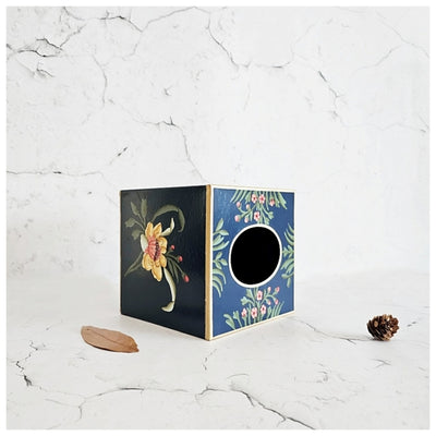 HAND PAINTED - TISSUE BOX TALL - MIDNIGHT BLUE